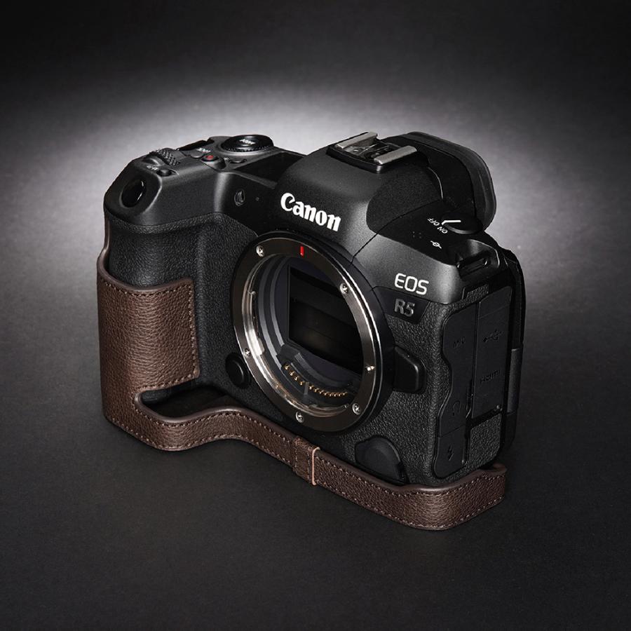 TP Original Canon EOS R5 用 ボディーハーフケース ダークブラウン