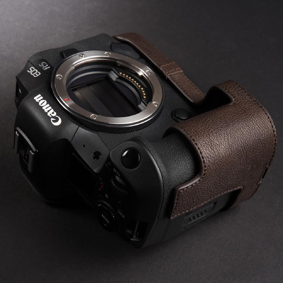 TP Original Canon EOS R5 用 ボディーハーフケース ダークブラウン
