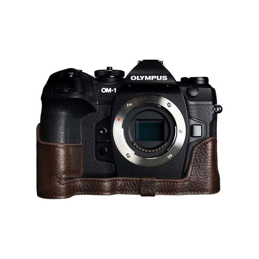 TP Original OM SYSTEM OM-1 用 ボディーハーフケース ダークブラウン