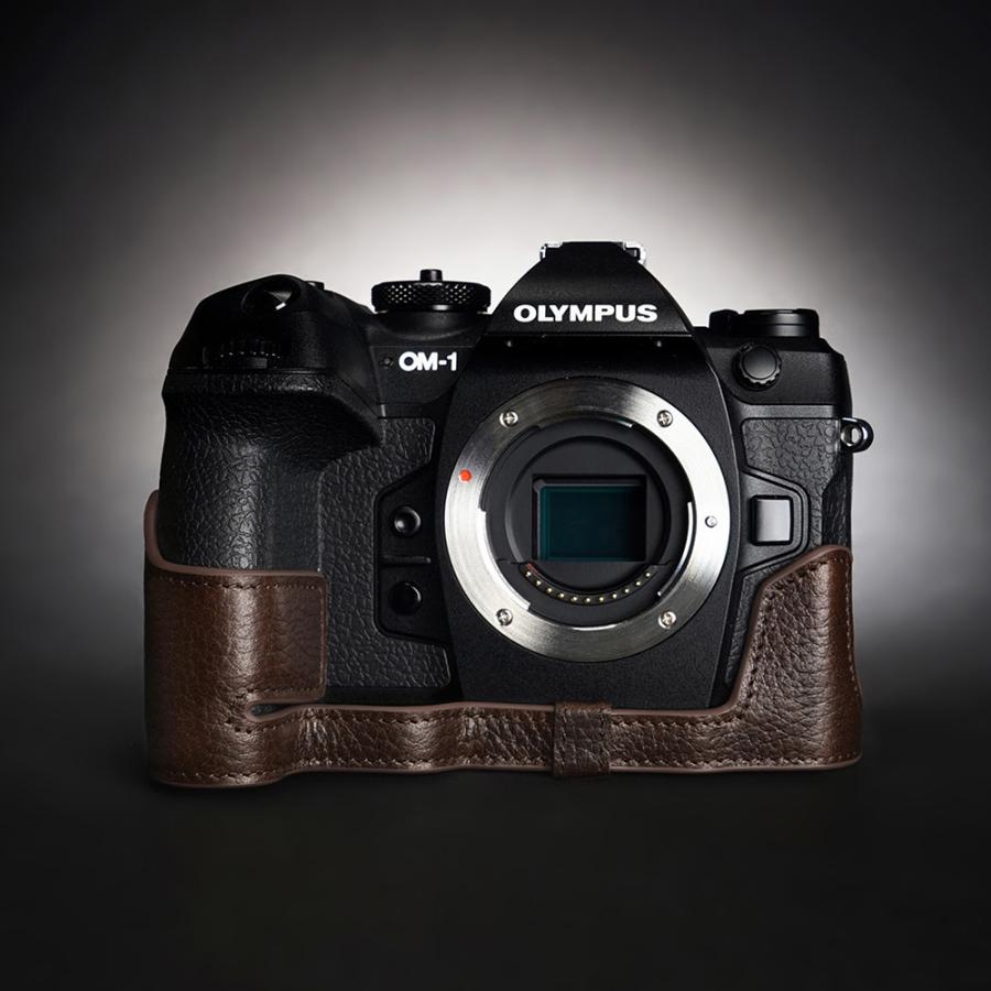 TP Original OM SYSTEM OM-1 用 ボディーハーフケース ダークブラウン