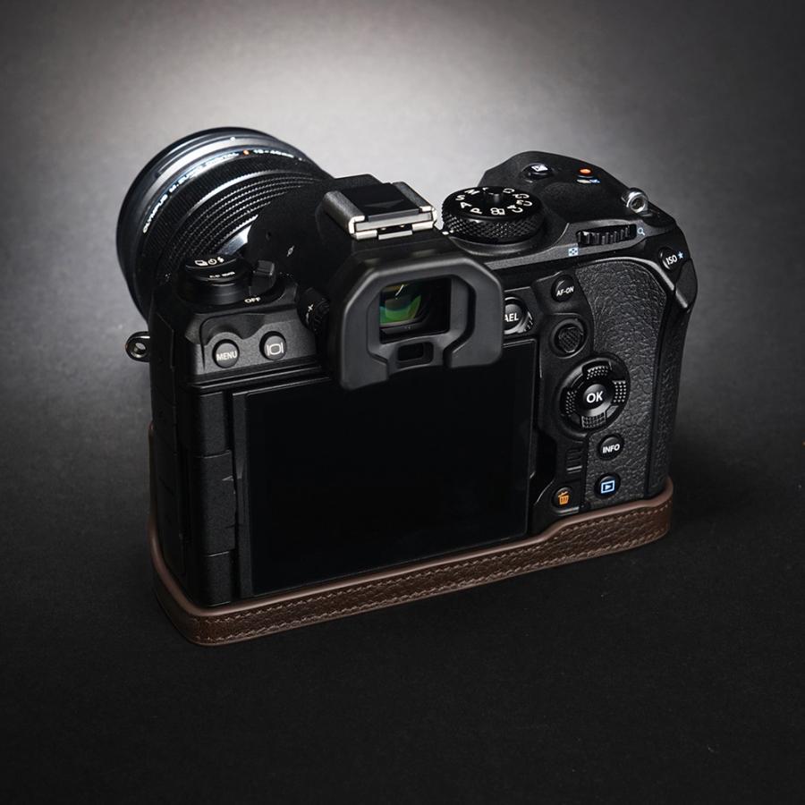 TP Original OM SYSTEM OM-1 用 ボディーハーフケース ダークブラウン
