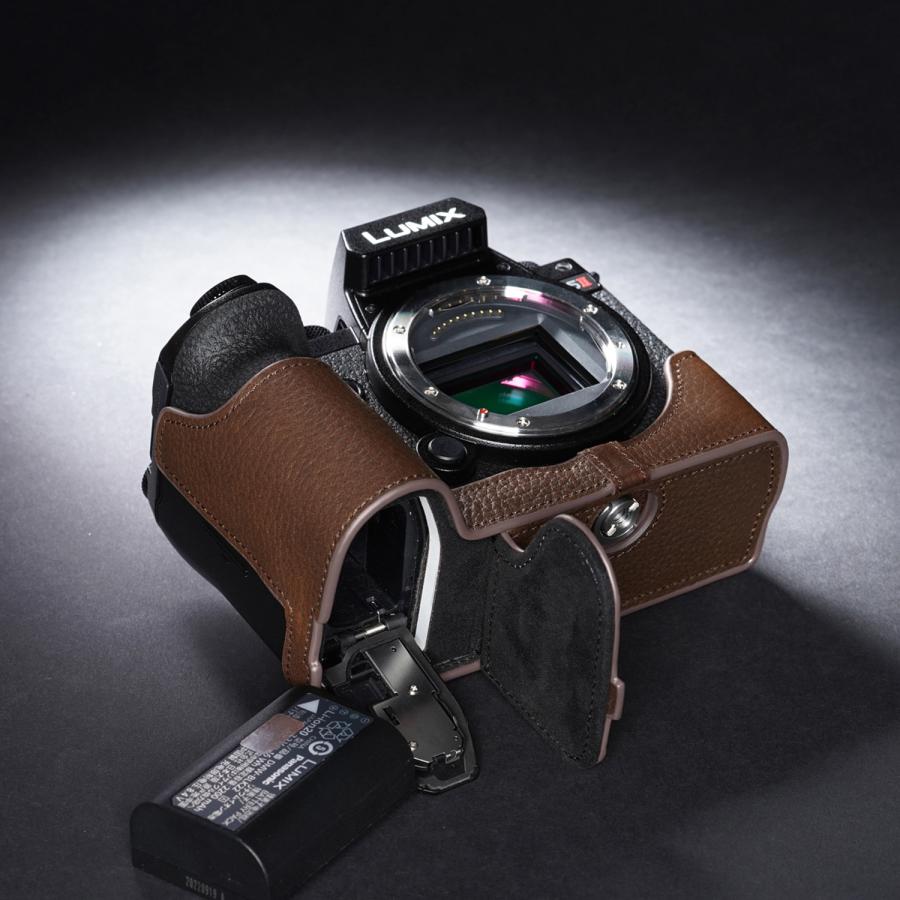 【美品】GANZO レザー ケース ダークブラウン TP Original Panasonic LUMIX S5II 用 ボディーハーフケース ダーク