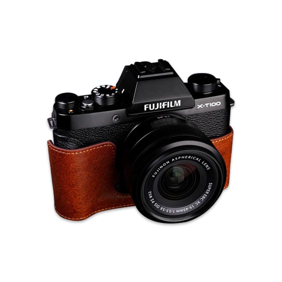 TP Original FUJIFILM X-T100 用 ボディーハーフケース ブラウン 