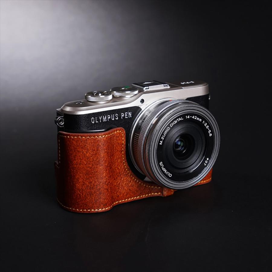 TP Original OLYMPUS PEN E-PL9 用 ボディーハーフケース ブラウン 