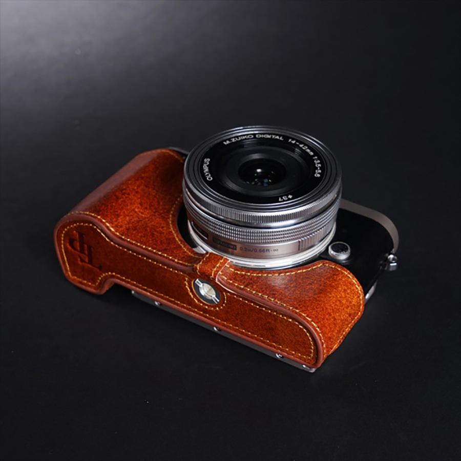 TP Original OLYMPUS PEN E-PL9 用 ボディーハーフケース ブラウン 