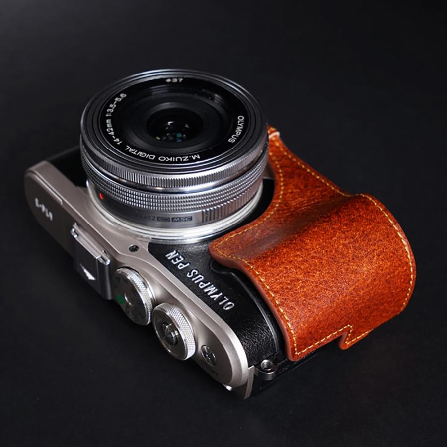 TP Original OLYMPUS PEN E-PL9 用 ボディーハーフケース ブラウン 