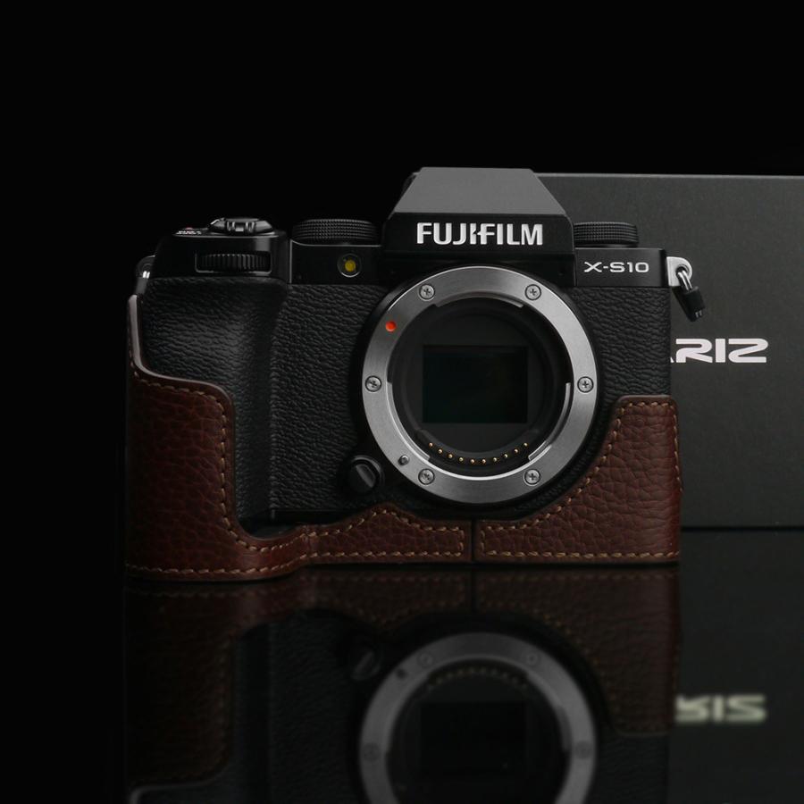 GARIZ/ゲリズ FUJIFILM X-S10用 本革カメラケース XS-CHXS10BR ブラウン｜laughs｜03