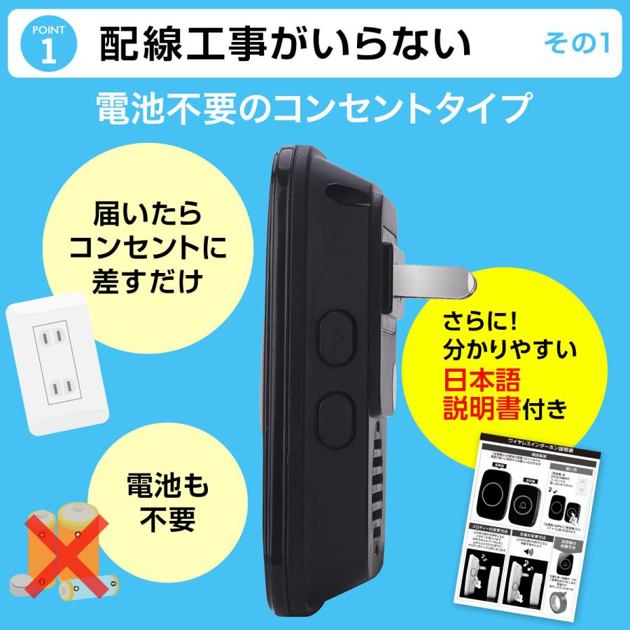 インターホン ワイヤレス 工事不要 ワイヤレスチャイム 電池不要 玄関 チャイム 限界 介護 防水 Interphone Laundly 通販 Yahoo ショッピング
