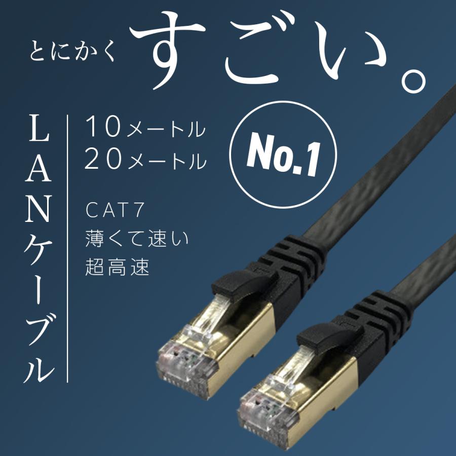 LANケーブル カテゴリー7 CAT7 10m 20m 高速 10Gbps PS4 PS5 Xbox lancable2 Laundly 生活雑化専門店 通販 Yahoo