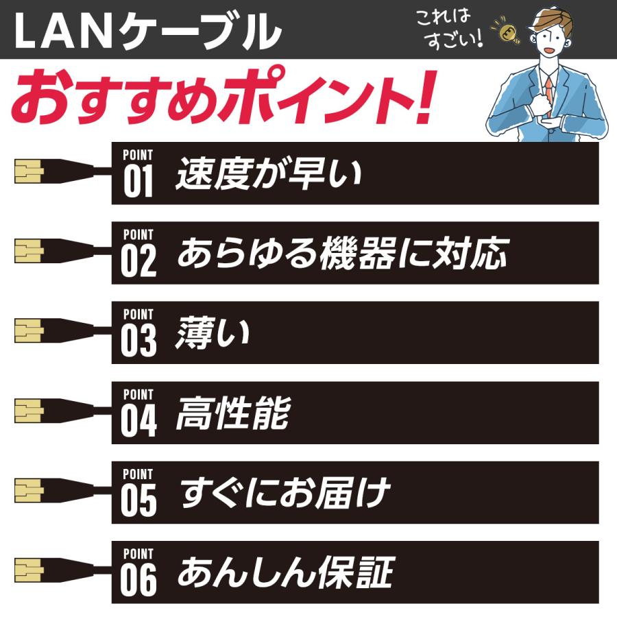 LANケーブル カテゴリー7 0.5m 1m 2m 3m 5m 10m 20m 30m 高速 10Gbps フラット 有線 屋外対応 | ブランド登録なし | 05