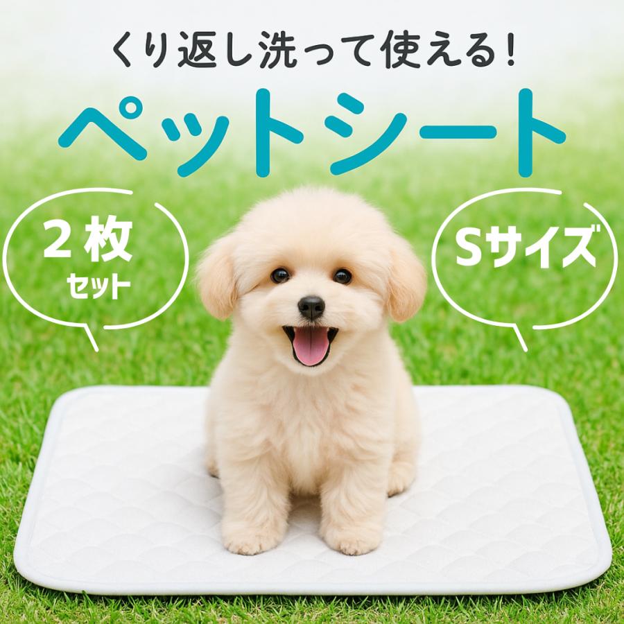 ペットシーツ 洗える ペットシート Sサイズ 犬 トイレシート 防水 吸水 厚型 滑り止め 2枚セット 繰り返し使用 しつけ 介護用 | Laundly
