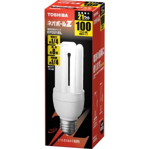 TOSHIBA ネオボールZ 電球形蛍光ランプ 電球100Wタイプ 電球色 EFD21EL 