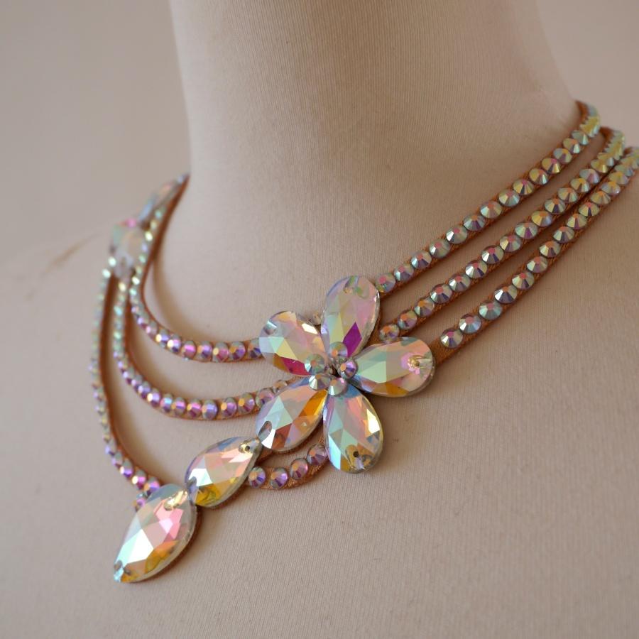 DA10003 ネックレス チョーカー 軽量  高品質ガラスラインストーン 色：オーロラ 社交ダンス スタンダード/ラテンダンス ベリーダンス サルサ