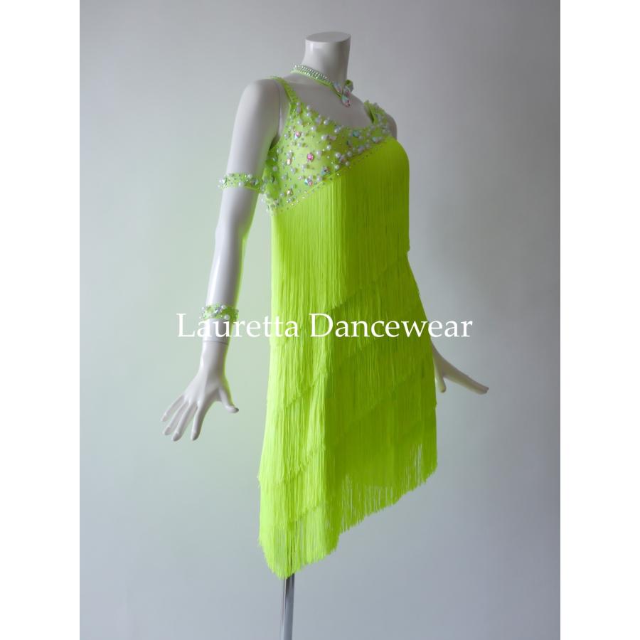 新品✨ラウレッタ 社交ダンスドレス ネオングリーン M 高級仕様 競技