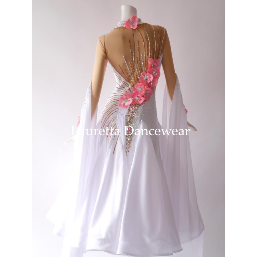 新品✨ラウレッタ 社交ダンスドレス ピンク M 高級仕様 競技 デモ対応 Lauretta Dancewear 社交ダンスドレス衣装 スタンダード モダン 競技