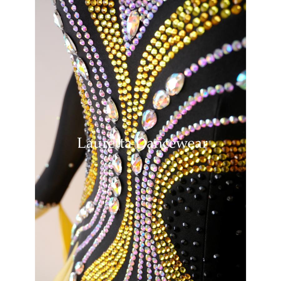Lauretta Dancewear 社交ダンスドレス衣装 スタンダード/モダン 高級仕様 ブラック/イエロー (M) ラウレッタダンスウエア ST21095_6