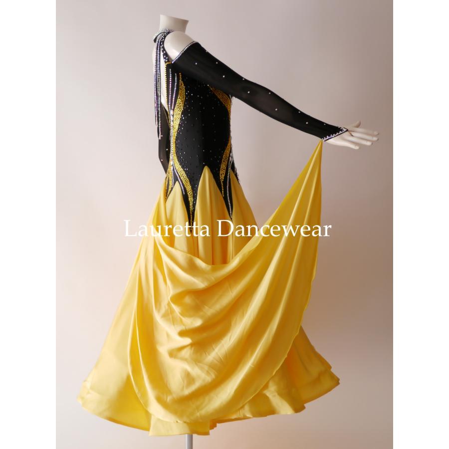 Lauretta Dancewear 社交ダンスドレス衣装 スタンダード/モダン 高級仕様 ブラック/イエロー (M) ラウレッタダンスウエア ST21095_11