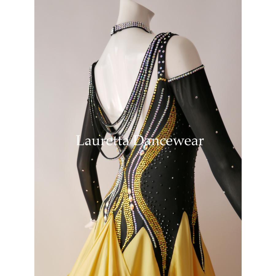 Lauretta Dancewear 社交ダンスドレス衣装 スタンダード/モダン 高級仕様 ブラック/イエロー (M) ラウレッタダンスウエア ST21095_10