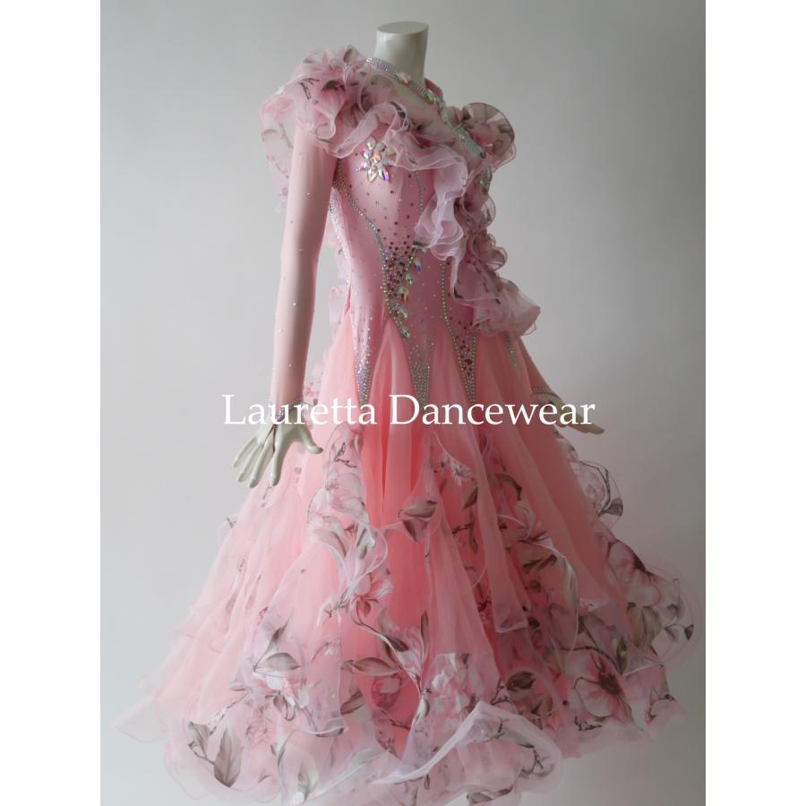 社交ダンス　競技ドレス　ローズ　Mサイズ Lauretta Dancewear 社交ダンスドレス衣装 スタンダード モダン 競技