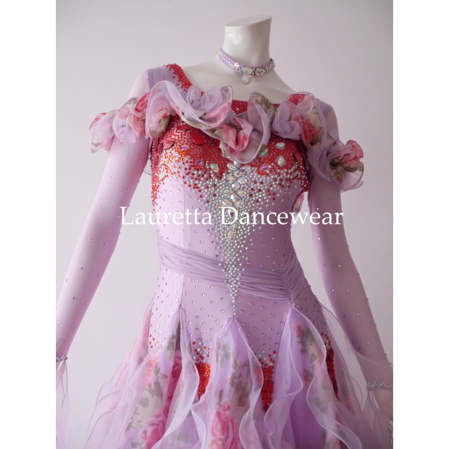 社交ダンスドレス 競技用 パープル ピンク Lauretta Dancewear 社交ダンスドレス衣装 高級仕様 ライトパープル