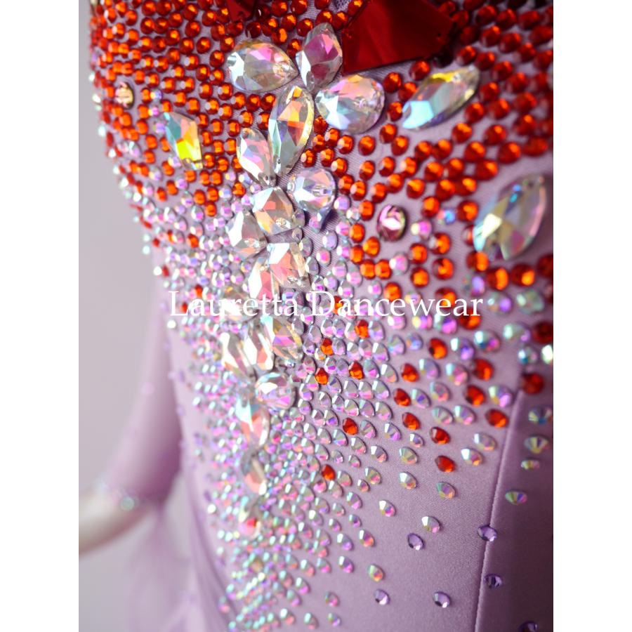 新品✨ラウレッタ 社交ダンスドレス ライトパープル M 高級仕様 競技 デモ Lauretta Dancewear 社交ダンスドレス衣装 高級仕様 ライトパープル