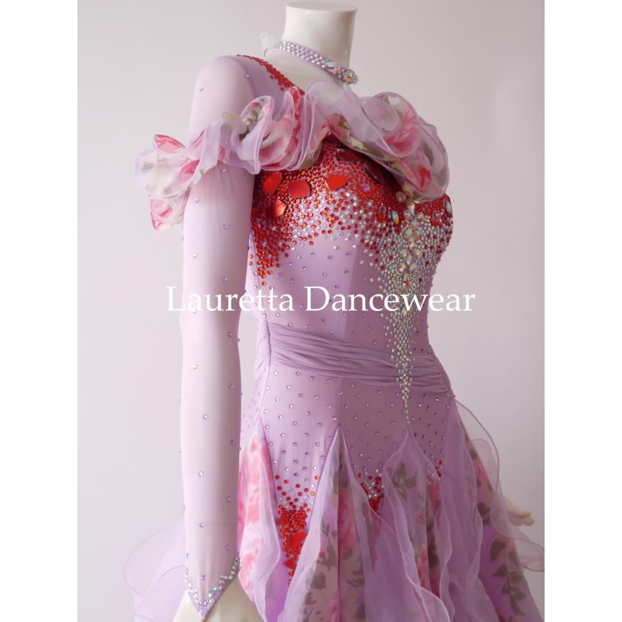 新品✨ラウレッタ 社交ダンスドレス ライトパープル M 高級仕様 競技 デモ Lauretta Dancewear 社交ダンスドレス衣装 高級仕様 ライトパープル