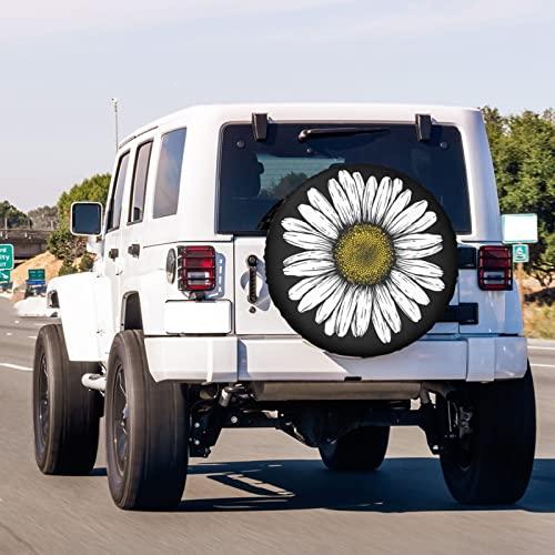 Foruidea　Daisy　Flower　and　Vehicle　Tire　Dust-Proof　17　Spare　Cover　Tire　Wheel　RV,　Cover　Many　SUV　Fit　Trailer,　Inch