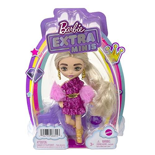 最短当日発送 Barbie Extra Minis Doll ＆ Accessories with Blonde Hair， Toy Pieces Include Shimmery Dress ＆ Furry Shrug