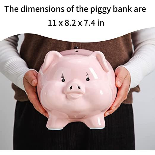 新作 PIG WORLD 11インチ ピンク ラージ 貯金箱 大人向け 開けるのに壊れなければならない、セラミックコインバンク、男の子用貯金箱、女の子用の貯金箱ジ(並行輸入)