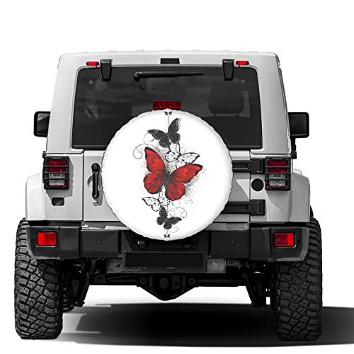 Red　and　Black　Dust-Proof　Wheel　Tire　17　and　Cover　Tire　Vehicle　Cover　Trailer,　RV,　SUV　Butterfly　Spare　Many　Fit　Inch