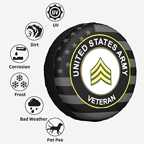 Us Army Sergeant Veteran Spare Tire Cover Wheel Guard Tire Cover Weatherproof Wheel Cover Universal for Trailer SUV Truck Camping Travel Trailer - 4