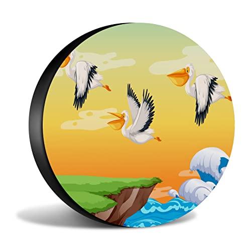 Camping　Spare　Tire　SUV　Cover　Dust-Proof　Sky　Traile　The　RvsTrailer　Flying　Camper　Protectors　Pelican　for　Waterproof　Rv　Truck　Wheel　On　Travel　15”