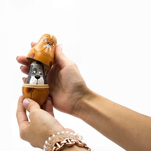 【メーカー公式ショップ】 AEVVV Mini Nesting Dolls Dog - Miniature Matryoshka Doll Set of 4 pcs - Wooden Nesting Dolls Animals - Russian Stacking Dolls Dog(並行輸入)