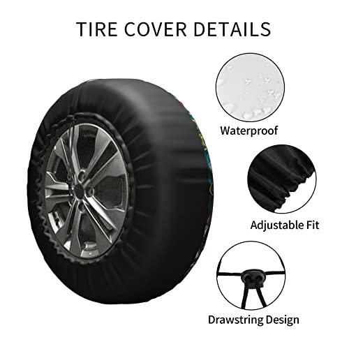 Cartoon　Science　Theme　Tire　Tire　14-17　Protector,Tire　Cover,Wheel　Cover,Spare　Cover,Fit　Tire　Diameter　Printed　Inches
