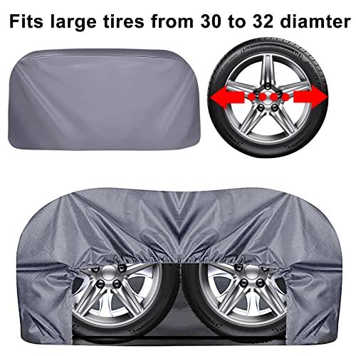 Dual　Axle　RV　＆　Dia　for　Tire　Waterproof　Protection　Covers　30&quot;-32&quot;　Campers　Vinyl　Wheels　Double　Trailers　Cover　Wheel　Truck　for　Sun　Thic　Winter,　Summer
