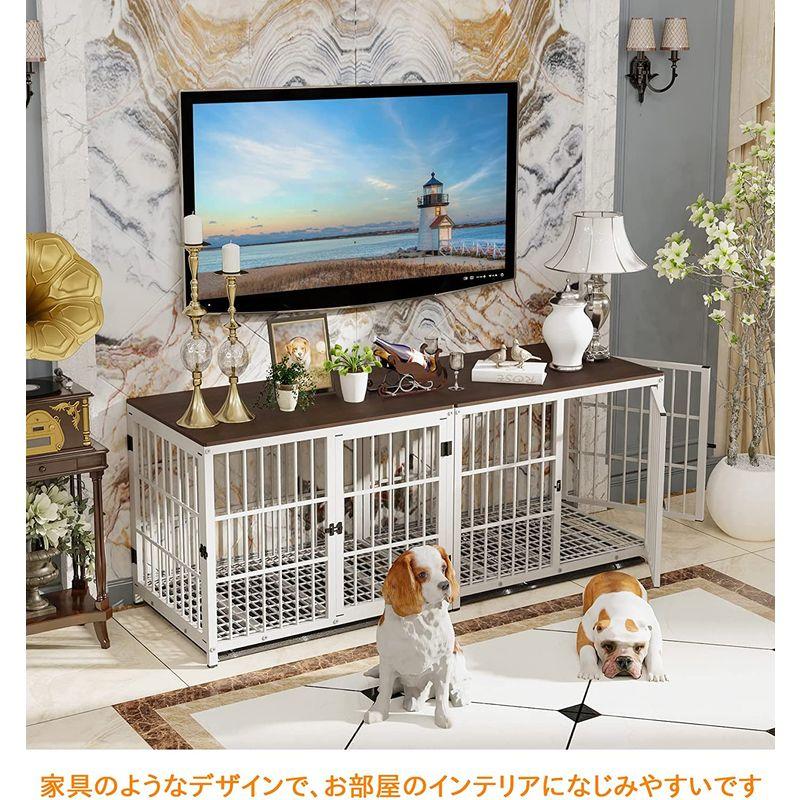 【新品 未使用 日本製】 犬用ケージ 屋根付き 小型犬 中型犬 大型 白 頑丈 トレー付き 犬ケージサークル 室内 犬小屋 木製 おしゃれ ペットケージ ウッディサー 【FK1939001224】(10373円)