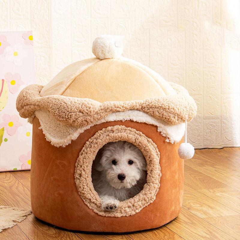 ペットベッド 犬 猫 アイスクリーム形 ペットハウス 折りたたみ 犬ハウスドーム型 室内用 ドーム型 冬 暖かい 洗えます 小型犬 犬小屋 おしゃれ｜lavenda27｜04