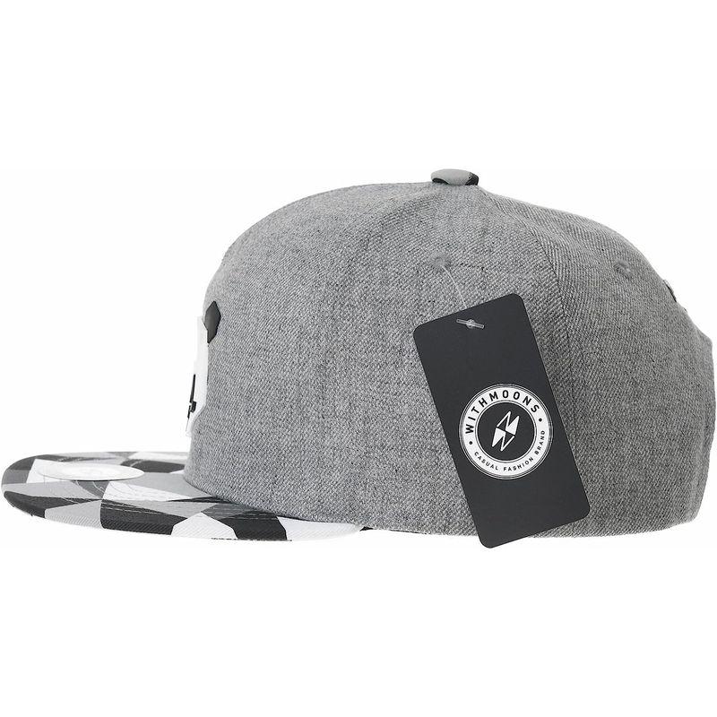 ウィズムーンズ 帽子 パンダコットン100％ストレートキャップ サイズ調節可能 TR2935 (Grey)