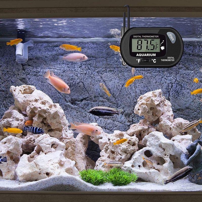 デジタル水温計 ℃ °F切り替え 水温計 水槽水温計 金魚鉢 観賞魚 熱帯魚 飼育 爬虫類テラリウム 水槽 吸盤付「-50-70℃」水温管理