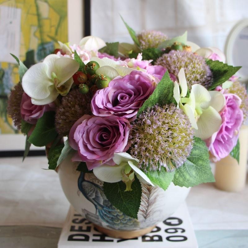 アーティフィシャルフラワー バラ 紫陽花 胡蝶蘭 バタフライオーキッド ローズ パープル 造花 ブーケ 花束 シルクフラワー Pdp531cedk 輸入インテリア雑貨le Rion 通販 Yahoo ショッピング