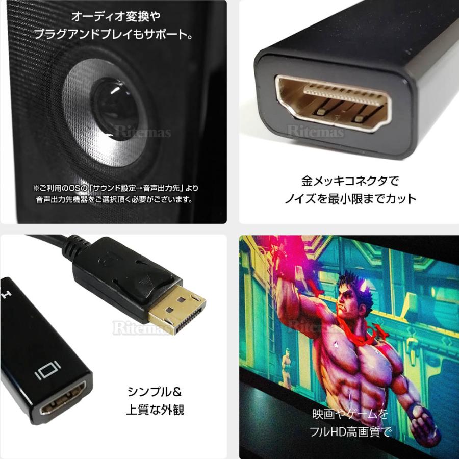 DisplayPort HDMI 変換アダプタ 変換コネクタ 変換ケーブル 4K