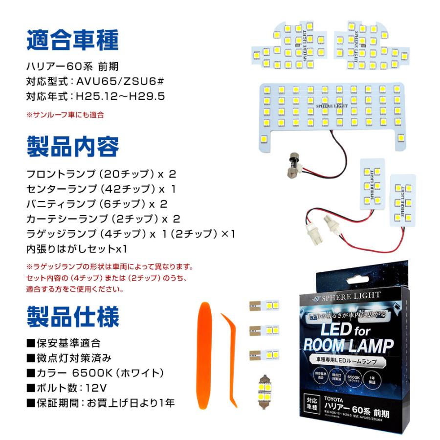 スフィアライト 車用 LEDルームランプセット トヨタ ハリアー60系 前期専用 SPHERE LIGHT（スフィアライト） ハリアー 60 LED ルームランプ