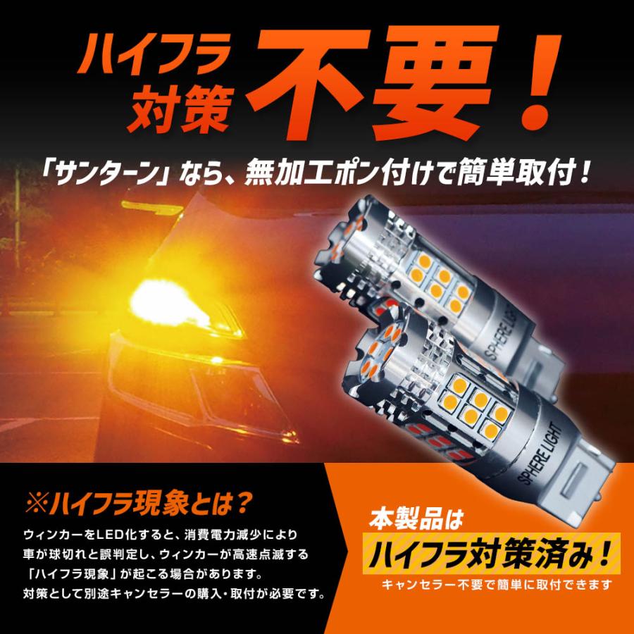 スフィアライト ウインカー専用LED SUNTURN S25シングル ピン角180° 3600lm サンターン LED ウィンカー ハイフラ ...