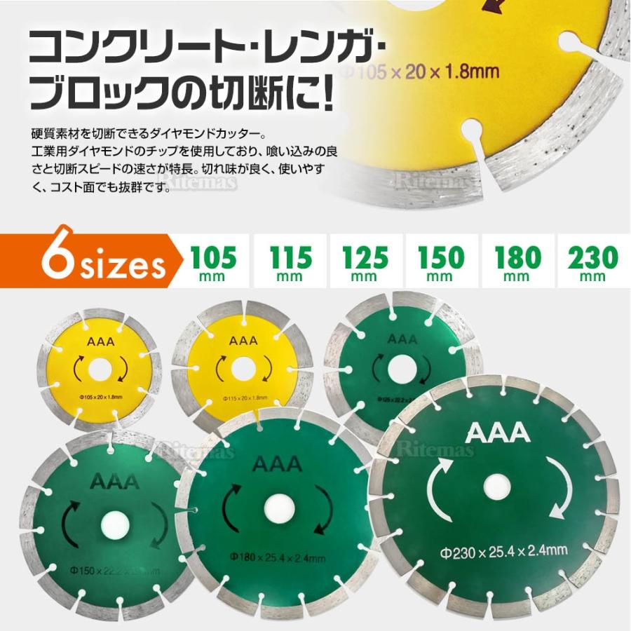 ダイヤモンドカッター 180mm 7インチ グラインダー サンダー ディスク