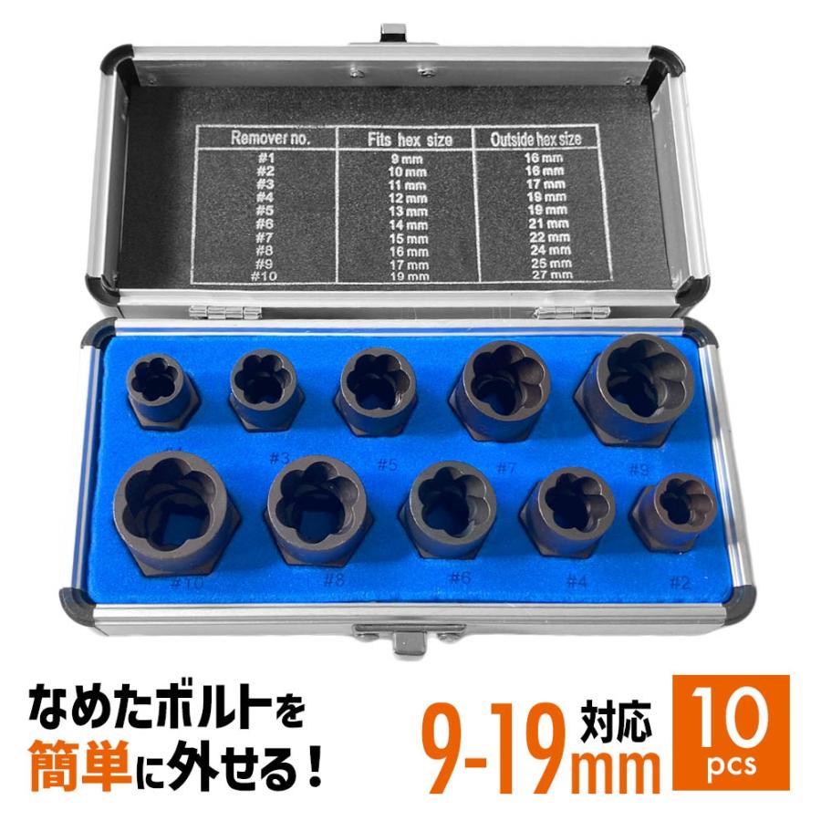 ナットツイスター ツイストナット セット 10点 9~19mm ボルトナット 