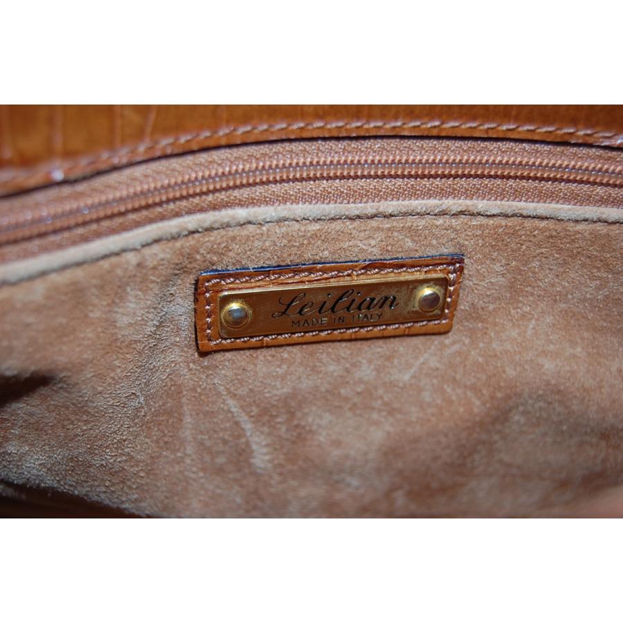 Leilian（レリアン） レザー型押し トートバッグ （ブラウン） 【中古 