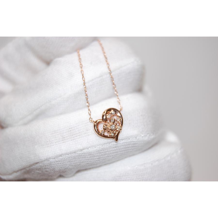 4℃ ヨンドシー K10 ピンクゴールド ダイヤモンド ハートモチーフ  