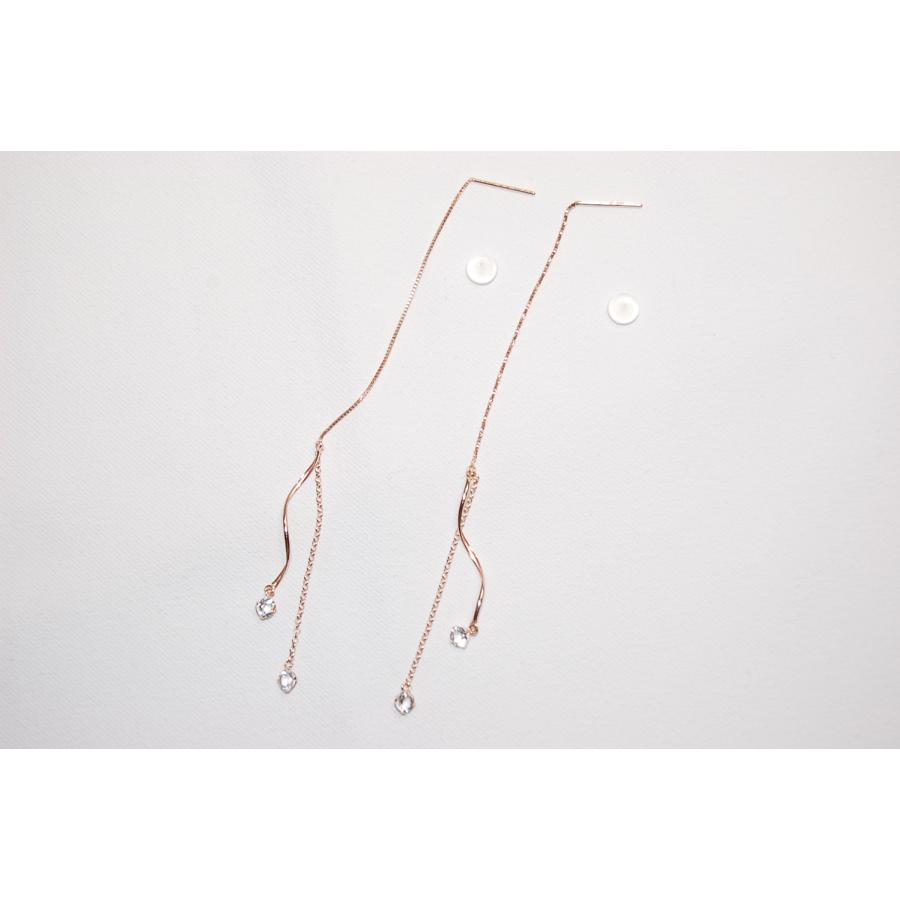 サマンサティアラK10PGホワイトトパーズロングピアス