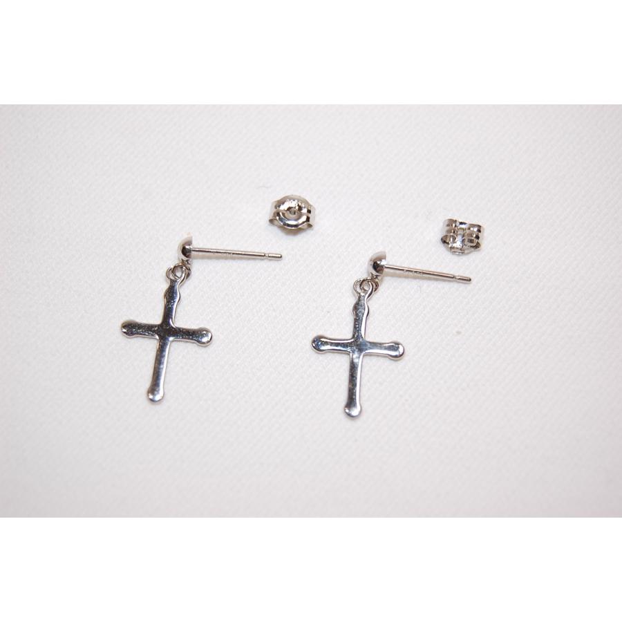 Pt900 プラチナ クロス ピアス 【中古】【当日発送 