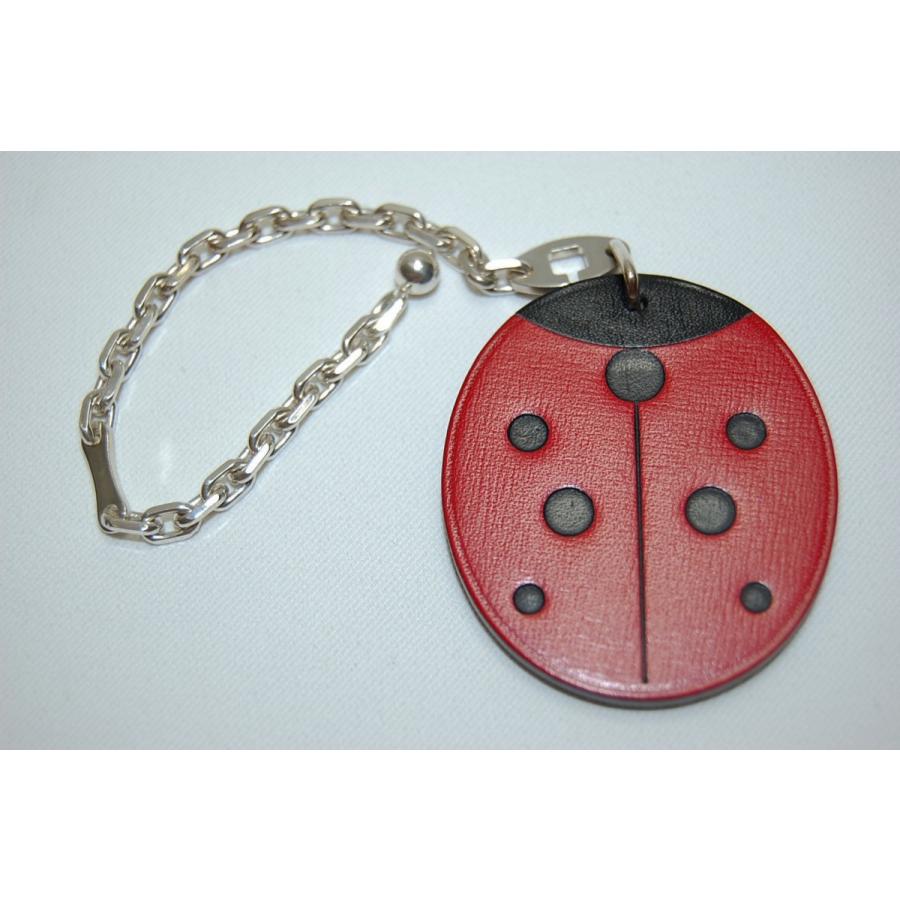 HERMES エルメスてんとう虫キーホルダー レザーバッグチャーム 925